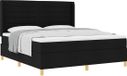 vidaXL Boxspringbed met matras, hoofdeinde, zwart, 180 x 200 cm, stof