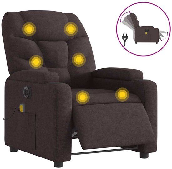 vidaXL Massagestoel elektrisch verstelbaar stof donkerbruin