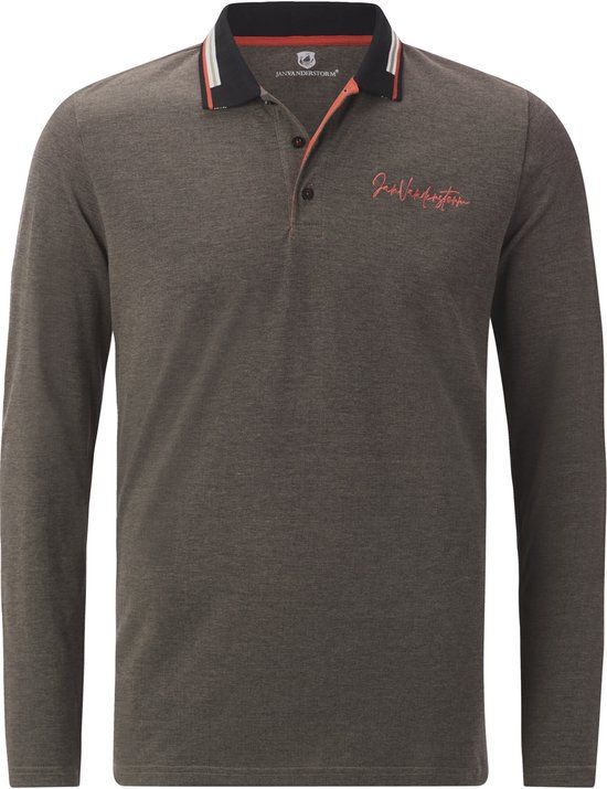 Jan Vanderstorm Heren Poloshirt Met Lange Mouwen - 76/78 - Zwart - Plus Size