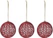 Merkloos / Sans marque Draad kerstbal - rood glitter - 4x - kunststof - 9 cm - kerstboomversiering - kerstversiering