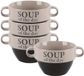 Bellatio Design Soepkommen - 4x - 500 ml - Soup of the day - keramiek - D12 x H8 cm - grijs - Stapelbaar