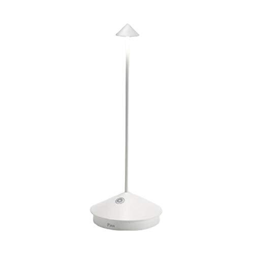 Zafferano - Pina Pro LED tafellamp dimbaar van aluminium, beschermingsklasse IP54, gebruik binnen en buiten, laadbak met contact, H29cm, EU-stekker, wit