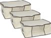 Gerimport opbergtas/beschermhoes - 3x - beddengoed/kleding - beige - 45 x 45 x 20 cm