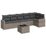 VidaXL Loungeset 7-delig met kussens poly rotan grijs