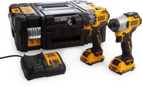 DeWalt DCK2111L2T actieset DCD706 klopboorschroefmachine + DCF801 slagschroevendraaier 12v 2x 3.0Ah XR