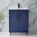 Hudson Reed Meuble vasque - 60 cm - Plan encastré - Sur pieds - Bleu - Poignée moderne noire