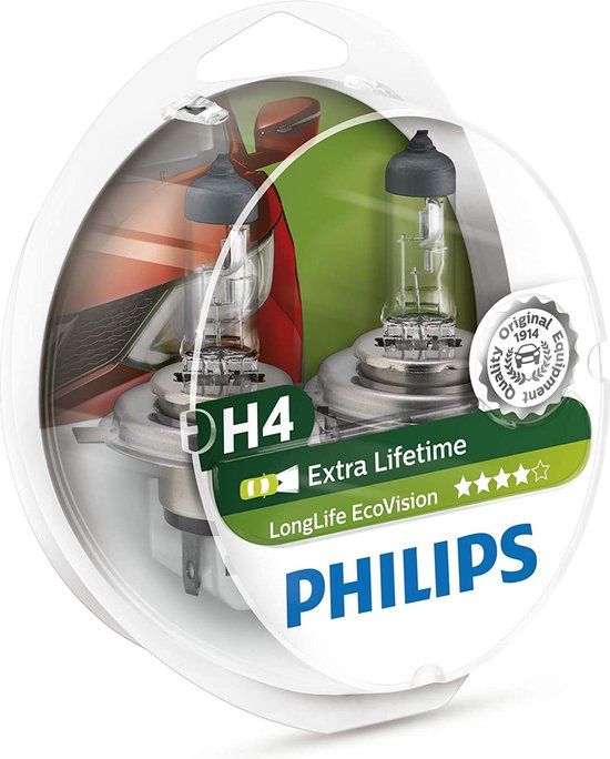 Philips LongLife EcoVision H4 Halogeenlamp - Set van 1