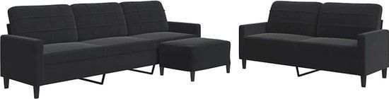 vidaXL 3-delige Loungeset met kussens fluweel zwart