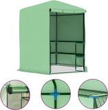 vidaXL Tuinkas met schappen 227x223 cm staal