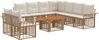 vidaXL Tuinbankenset 10 st Natuurlijk en Crème Wit poly rattan