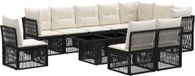 vidaXL Tuinbank Set 11-delig Zwart Polyrattan