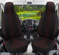 Bremer Sitzbezüge Premium Camper stoelhoezen voor Carado WPL402 in Zwart/Rood (2 losse stoelen)