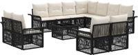 vidaXL Tuinbank - Set - 12-st - Zwart en Crèmewit - Polyrattan