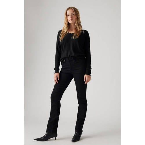 Levi's 724 high waist straight leg jeans black denim