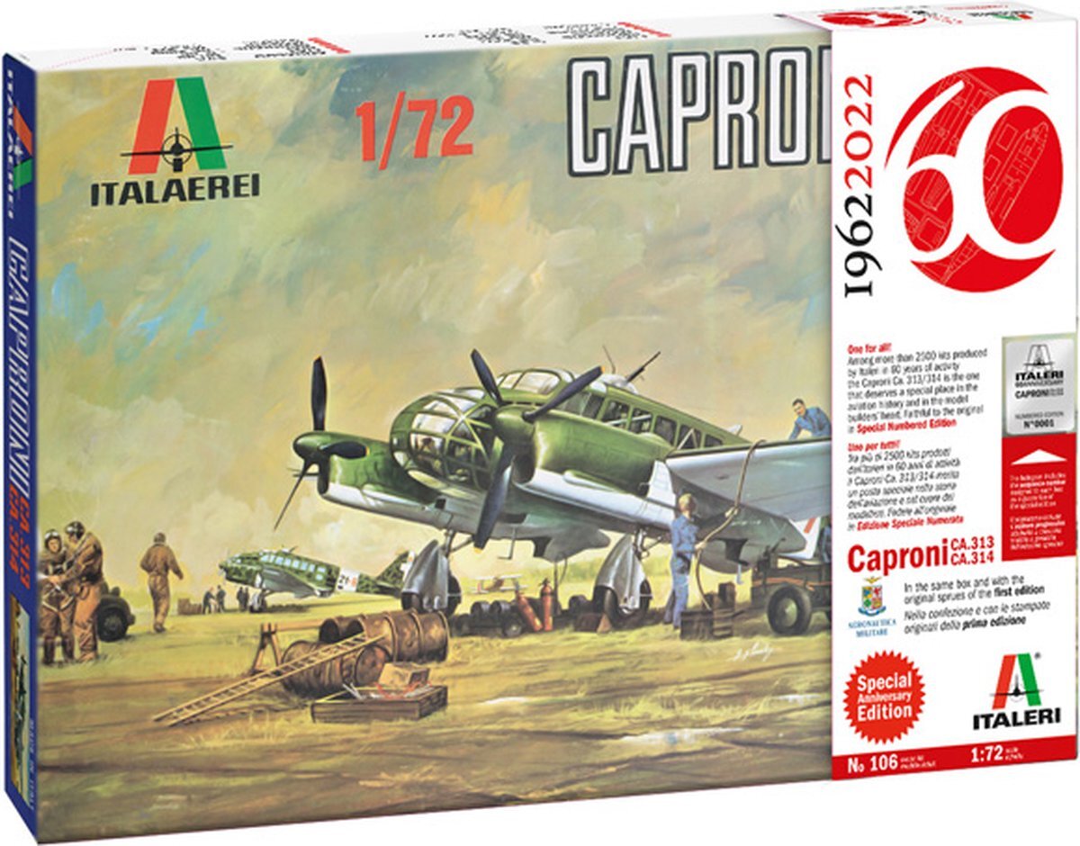Italeri 1:72 0106 Caproni Ca. 313/314 Vintage Special Anniversary Edition Plastic kit