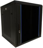DSIT 12U wandkast met glazen deur - geperforeerde zijpanelen 600x600x635mm (BxDxH) - serverbehuizing - serverrack - serverkast - 19 inch