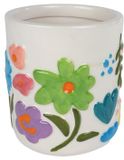Merkloos Bloempot Fleur 11x11x12cm. Meerkleurig Kunststof Rond
