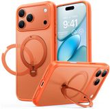 TORRAS UPro Ostand Spin Hoesje Geschikt voor Apple iPhone 17 Pro - Compatibel met MagSafe - 360° Draaibare Magnetische Standaard - Back Cover Kickstand Ring - Oranje