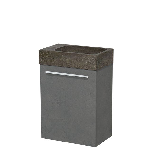 Maxaro Toiletmeubel met Wastafel Natuursteen Modulo Donkergrijs Beton 40 cm