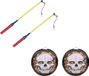 Lanterne ronde sans marque 2x pièces 25 cm tête de mort avec bâtons de lanterne inclus - Halloween trick or treat lanternes décoration