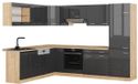 Vicco Hoekkeuken R-Line, Antraciet Hoogglans/Goudkleurig Eiken, 287 x 227 cm sans plan de travail