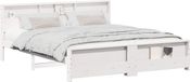 vidaXL Bedframe met plank Wit 200 x 200 cm Massief grenenhout