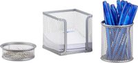 Merkloos Relaxdays Bureau-organizer van metaal, set van 3, zilver