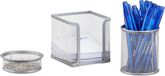 Merkloos Relaxdays Bureau-organizer van metaal, set van 3, zilver