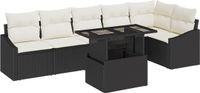 vidaXL Salon de jardin 7 pièces noir et crème