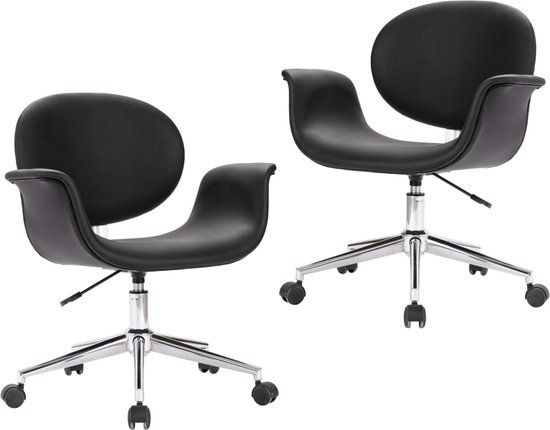 VidaXL Eetkamerstoelen draaibaar 2 stuks kunstleer zwart