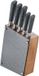 Set de 6 couteaux en acier inoxydable avec un bloc en bois aspect carbone, noir