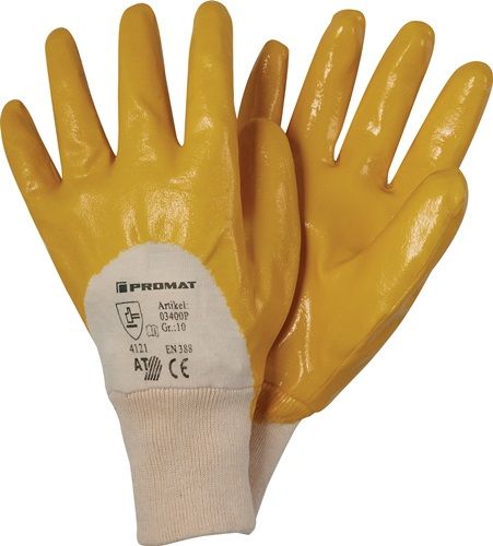 Promat Nordwest AG Promat/Tecwerk Handschoen | Ems | maat 9 geel | bijzonder hoogwaardige nitril coating | EN 388 PSA-categorie II - 4000371275