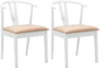 vidaXL Eetkamerstoel 2 stuks Massief Rubberhout Wit en Bruin