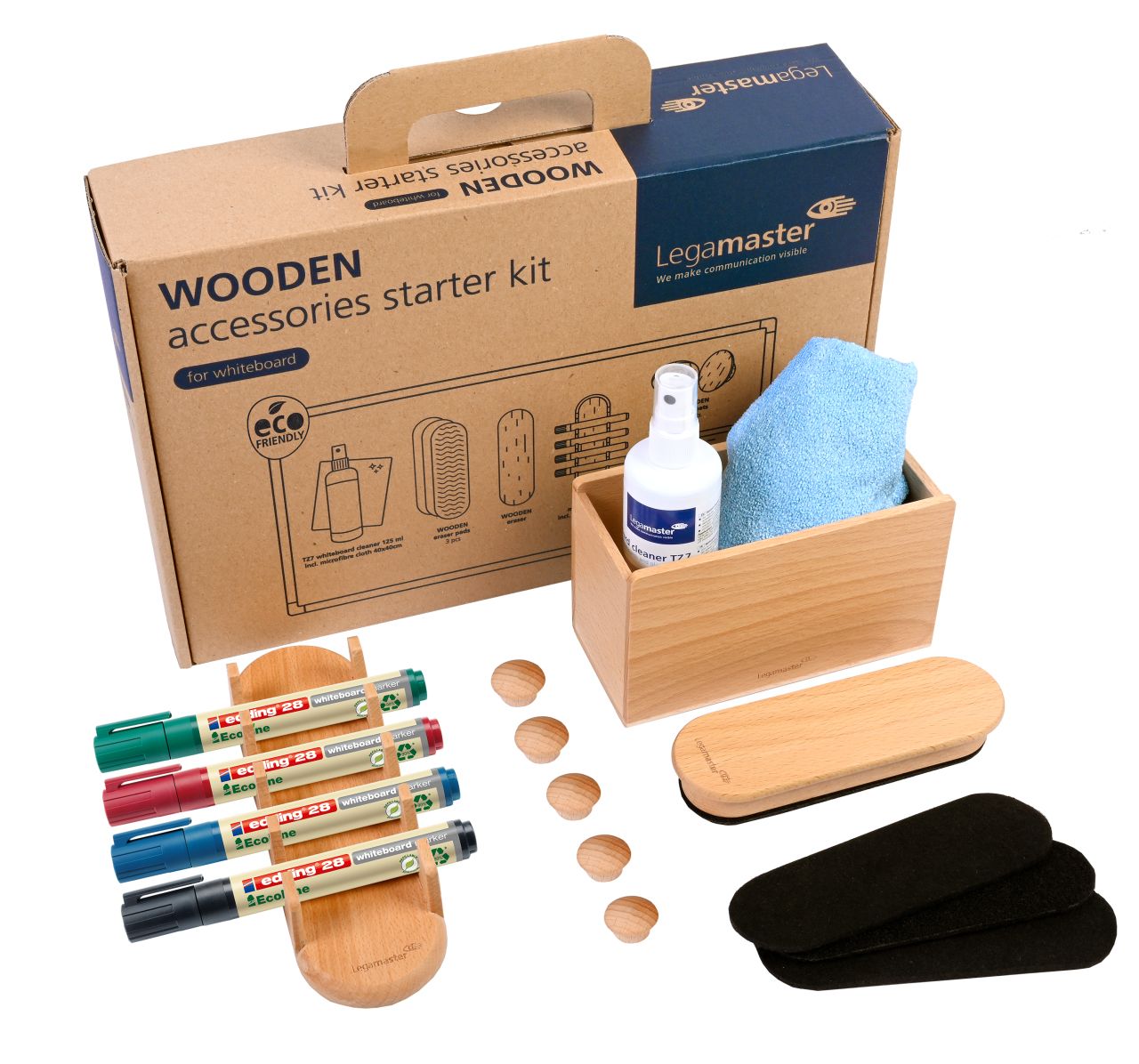 Legamaster WOODEN Whiteboard Accessory Set - 17-piece