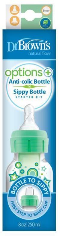 Dr Brown's Options+ overgangsfles smalle hals groen 250 ml 1st