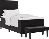 vidaXL Boxspringbed met hoofdeinde, matras en bank, zwart, 200 x 80 cm, fluweel