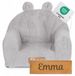 Flumi - Fauteuil enfant - Siège enfant en velours côtelé gris - Avec oreilles - Personnalisé avec gravure de nom