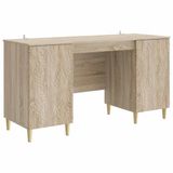 vidaXL Bureau Sonoma Eiken 142,5 x 50 x 75 cm Bewerkt hout