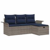 vidaXL Tuinbank Set 4 st Poly rattan Grijs