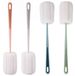 Bouteille brosse à récurer - Éponge - Avec long manche - Lot de 4 pièces - Blanc, vert, bleu et rose