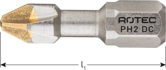 Rotec Schroefbit, Torsion, Diamant, PH1x25 (Phillips) (2st.)