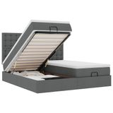 vidaXL Ottoman Bed with Mattresses and LEDs Dark Grey Fabric 160x200cm