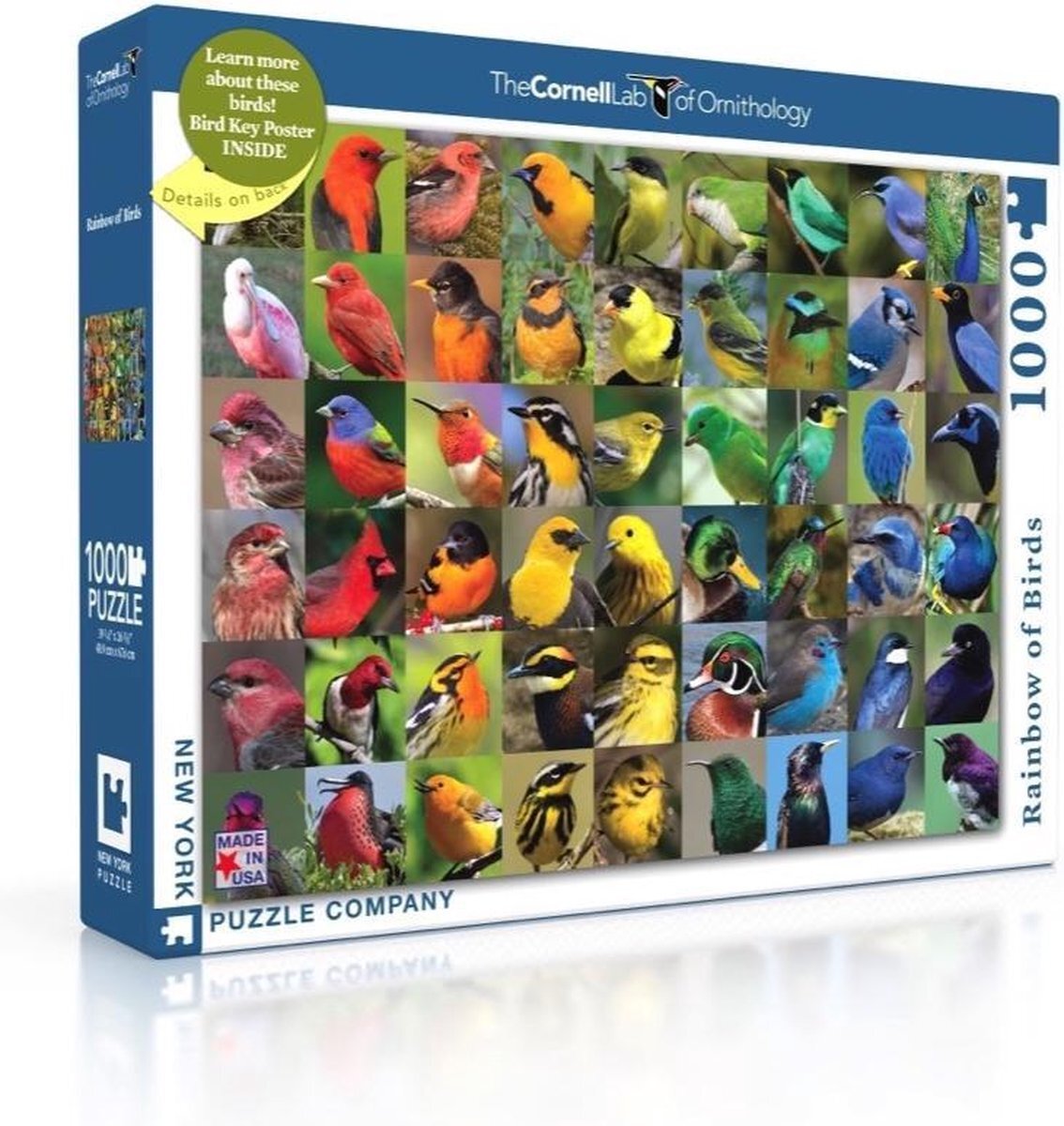 New York Puzzle Company New York Puzzle Company Puzzel Cornell Lab Rainbow Of Birds 1000 Stukjes