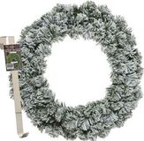Decoris Couronne de Noël 40 cm - vert - enneigé - avec crochet de suspension en laiton
