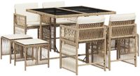 vidaXL 9-delige Tuinset met kussens, polyrattan, beige