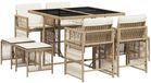 vidaXL Ensemble de jardin 9 pièces avec coussins, polyrotin, beige