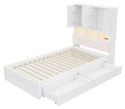 StarTech Juniorbed Enkelbed 90 x 200 cm - Hout - Beklede Hoofdbord - Opbergruimte - Extra Lade - Roosterplank - Wit