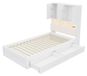 StarTech Juniorbed Enkelbed 90 x 200 cm - Hout - Beklede Hoofdbord - Opbergruimte - Extra Lade - Roosterplank - Wit