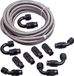 Tuyau de carburant 6M AN10, argent + 10AN kit de raccords flexibles noirs