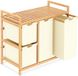 Merkloos Bamboe Waswagen - Met 4 Vakken, Uittrekbare Oxford Waszakken en Plank - Voor Was Sorteren - Beige - Totaal 150L (2x 50L, 2x 25L)